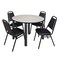 Kee Kee Round Table & Chair Set, Wood, Metal, Vinyl Top, Maple TB48RNDPLBPBK29BK - alternate 1